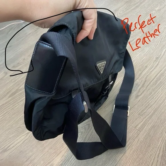 Prada - Vela Messenger Bag ~9.75”H x 13”L" x 4.5”D Black Nylon Pristine $Firm - Picture 7 of 17